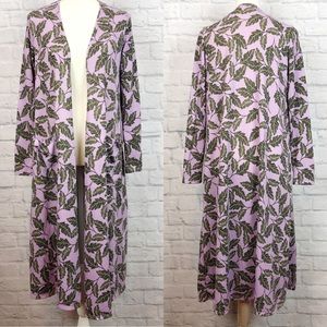 LuLaRoe Sarah Duster Cardigan Lilac Leaf Small